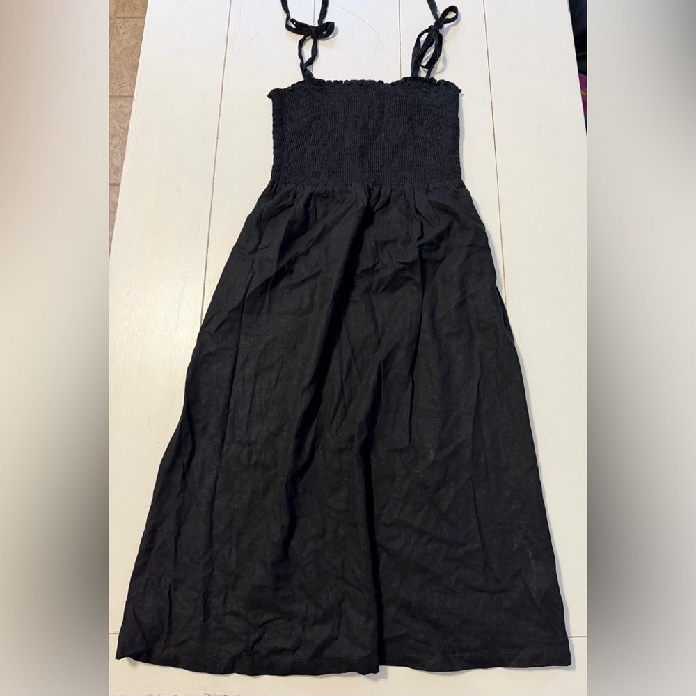 Gap Smocked Linen Blend Midi Dress